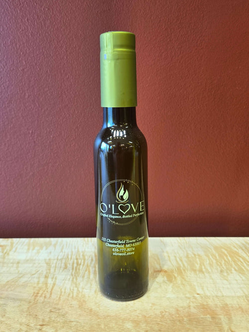 Small glass bottle of olive oil