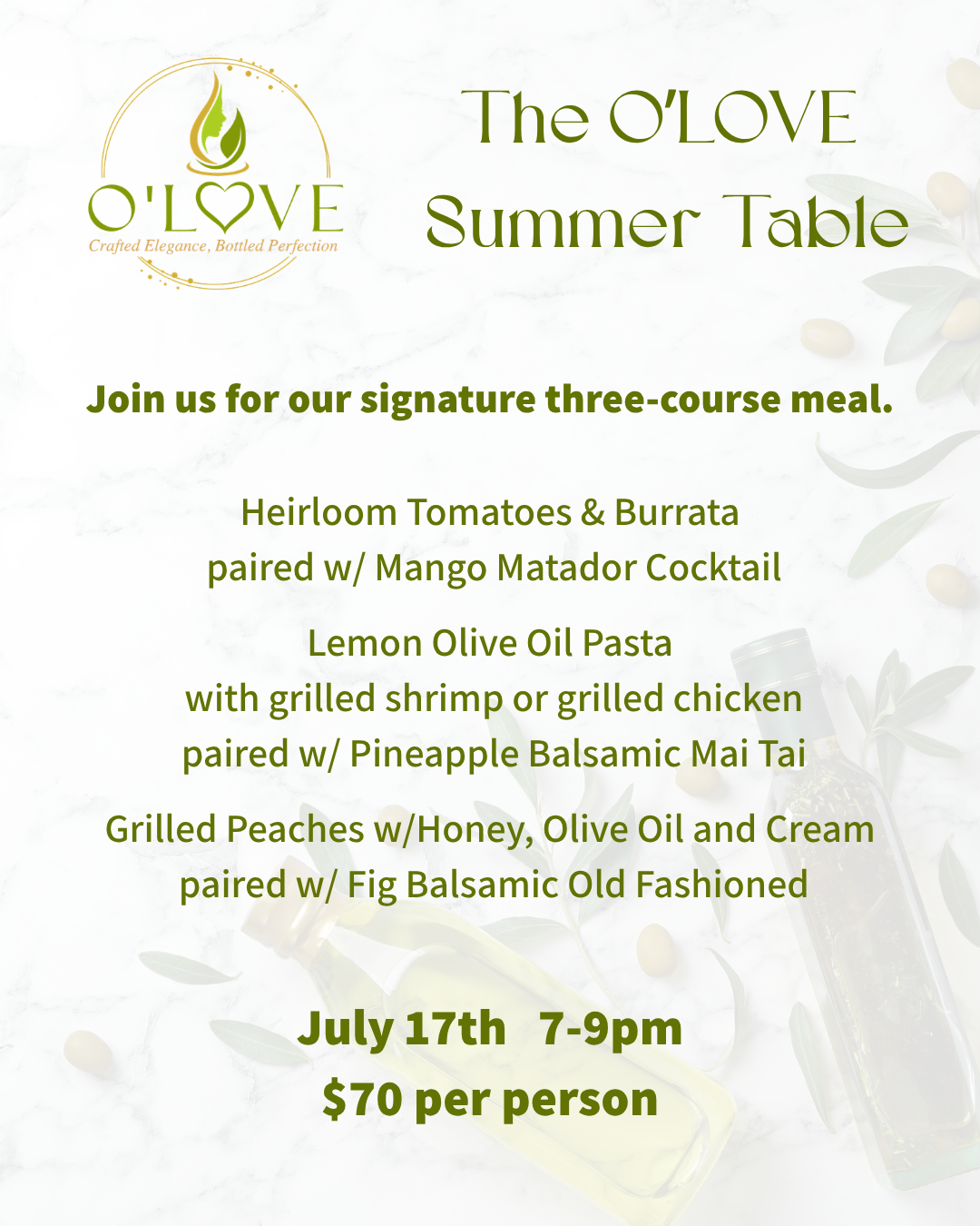 Invitation to O'LOVE Summer Table event