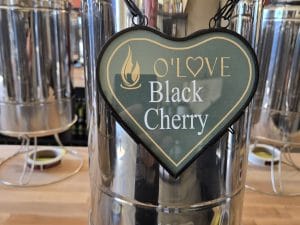 Metal container with Black Cherry sign