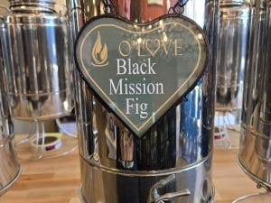 Metal container with Black Mission Fig sign