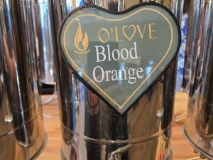 Metal container with Blood Orange sign