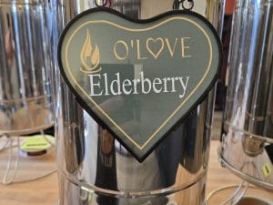 Metal container with Elderberry sign