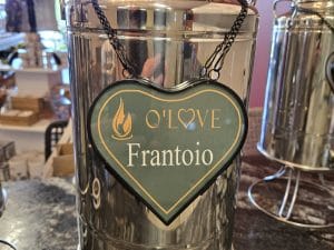 Metal container with Frantoio sign