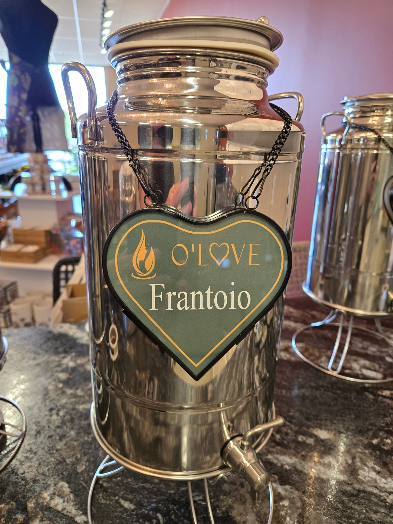 Metal container with Frantoio sign
