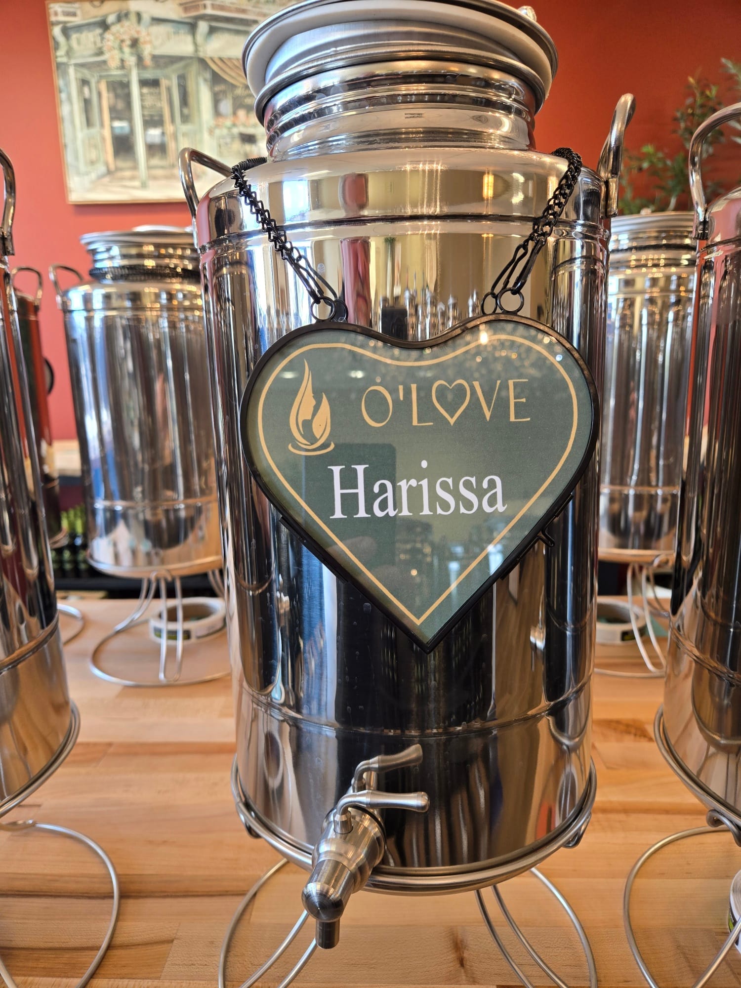 Metal container with Harissa sign