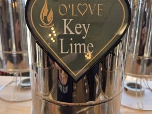 Metal container with Key Lime sign