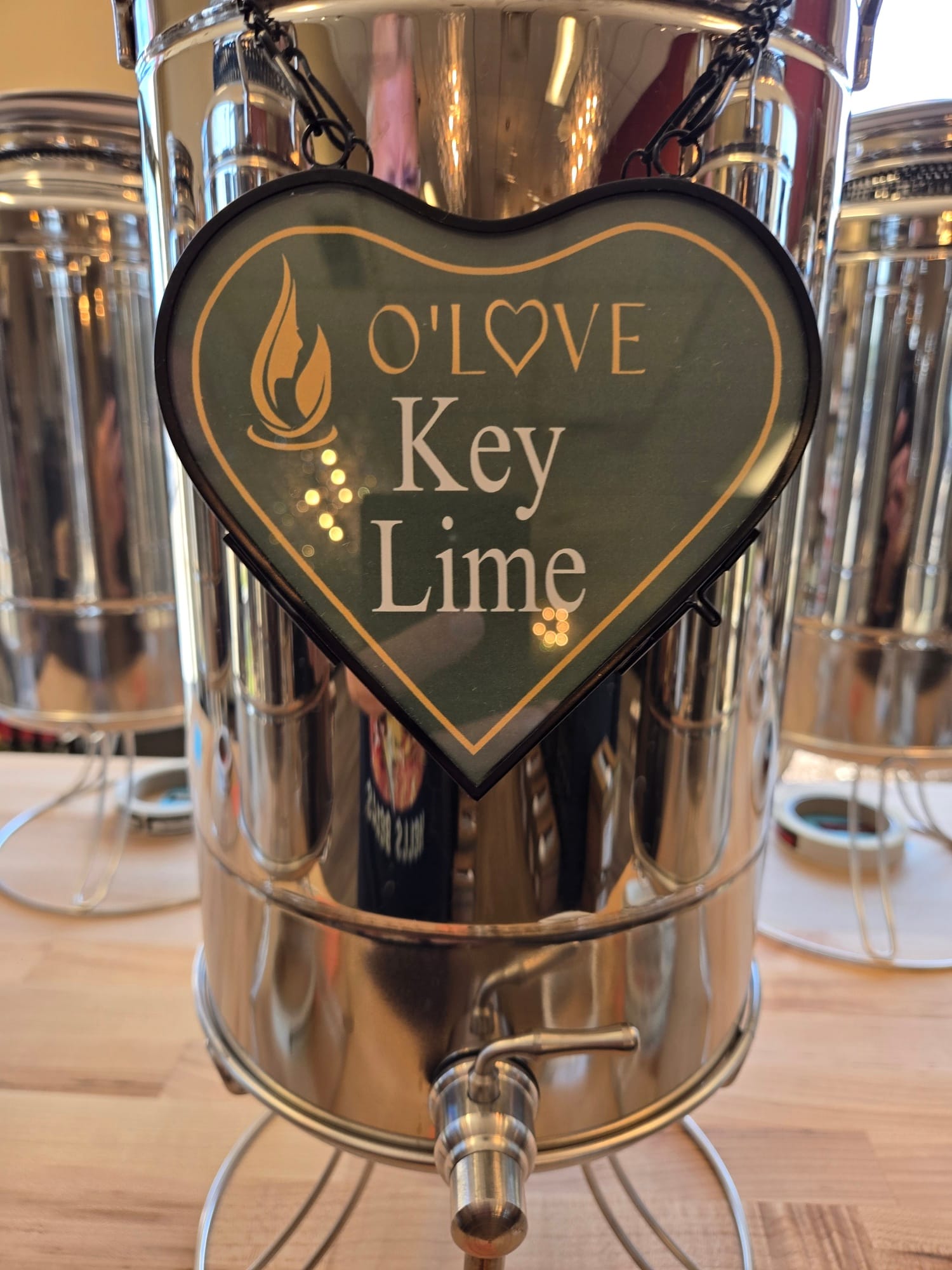 Metal container with Key Lime sign
