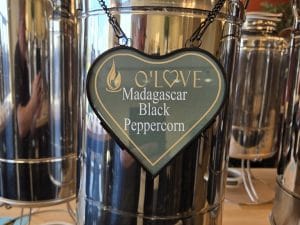 Metal container with Madagascar Black Peppercorn sign