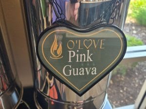 Metal container with Pink Guava sign