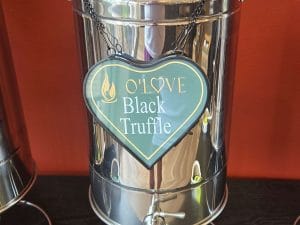 Metal container with Black Truffle sign