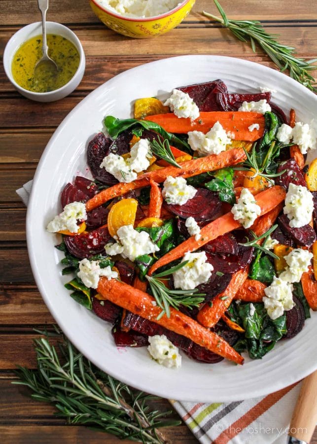 Basil Roasted Beet and Carrot Salad with Burrata